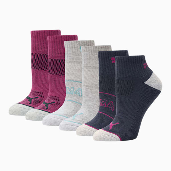 Women's Quarter Crew Socks [6 Pack], MEDIUM PURPLE, extralarge